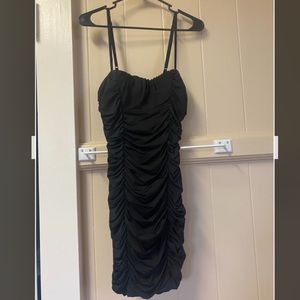 Black Ruched Bodycon Dress
